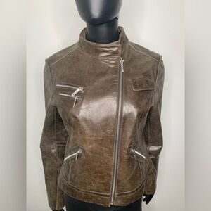 Laundry By Shelli Segal Dark Brown Leather Jacket